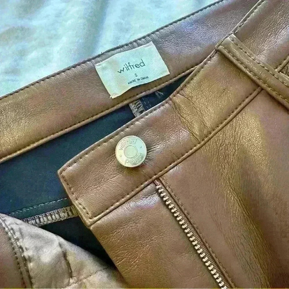 Wilfred Aritzia | Melina pants patina brown womens 0 vegan faux leather  regular - Picture 4 of 5